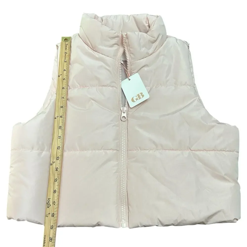 NWT Gianni Bini GB Girls Sz Xl Light Pink Quilted Puffer Vest Sleeveless Jacket